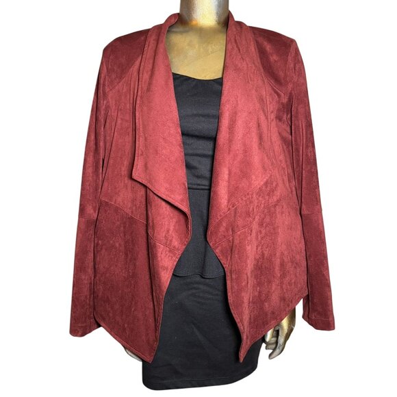 BB Dakota by Steve Madden Women's XXL Wade Faux Suede Drape Jacket Cherrywood Br - Picture 1 of 5